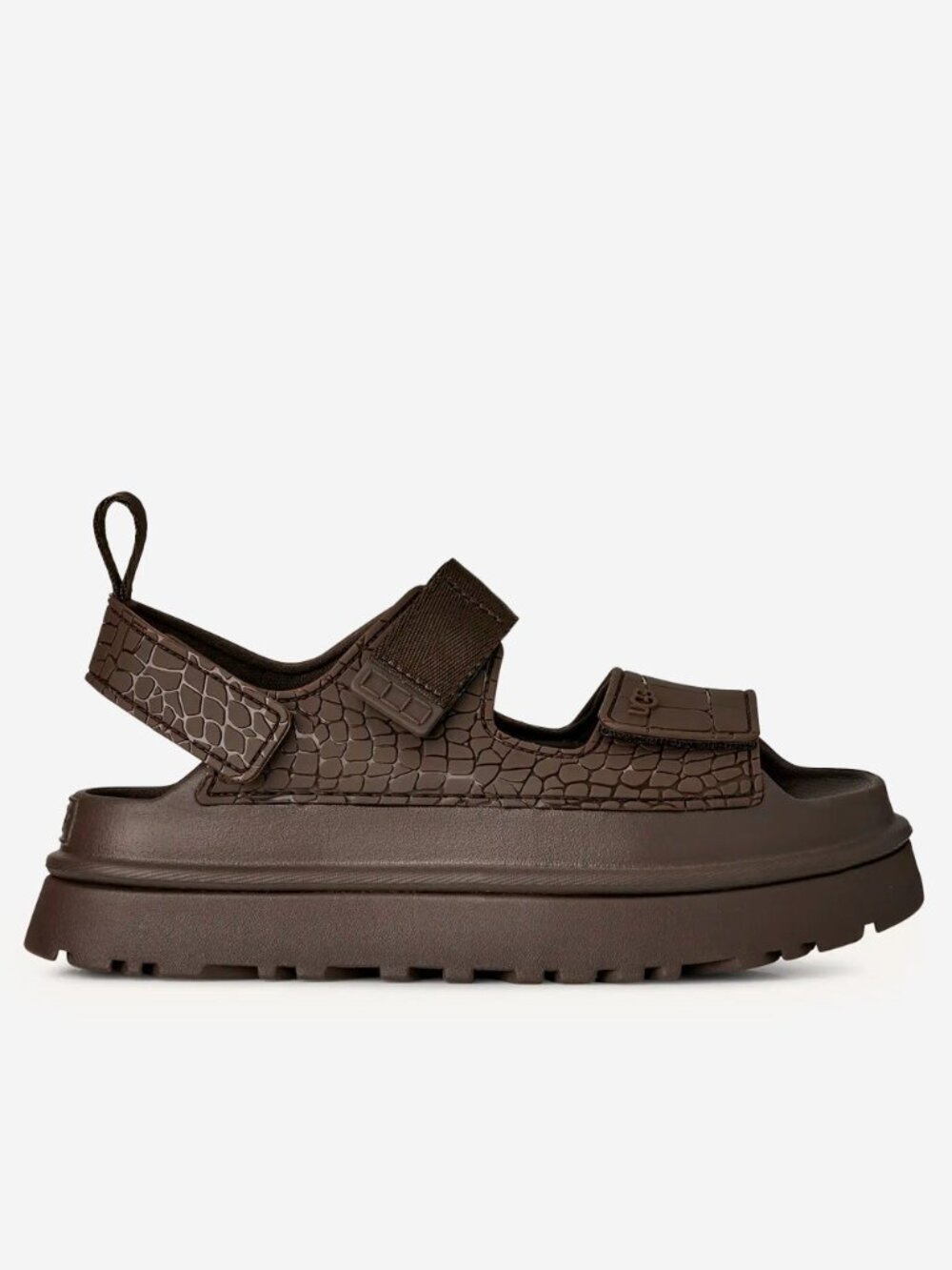 New UGG GoldenGlow Embossed Sandals